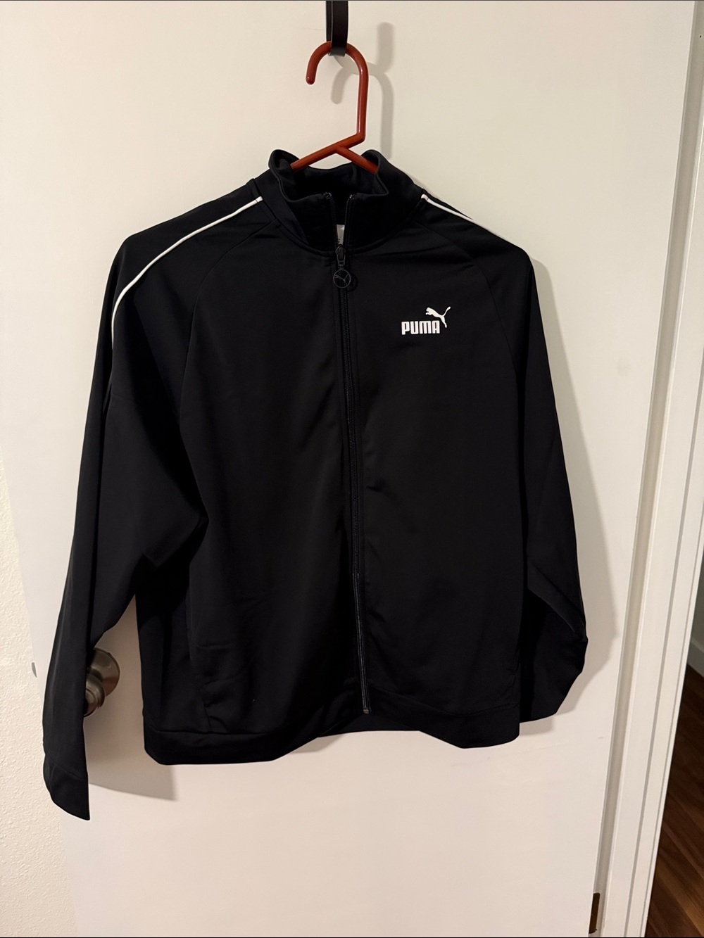 Puma Black Lightweight Full-Zip Jacket with White Trim
